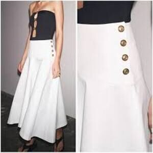 Zara ZW Collection Cape Skirt White Minimalist Maxi Thick Full Vacation Wmoen XS